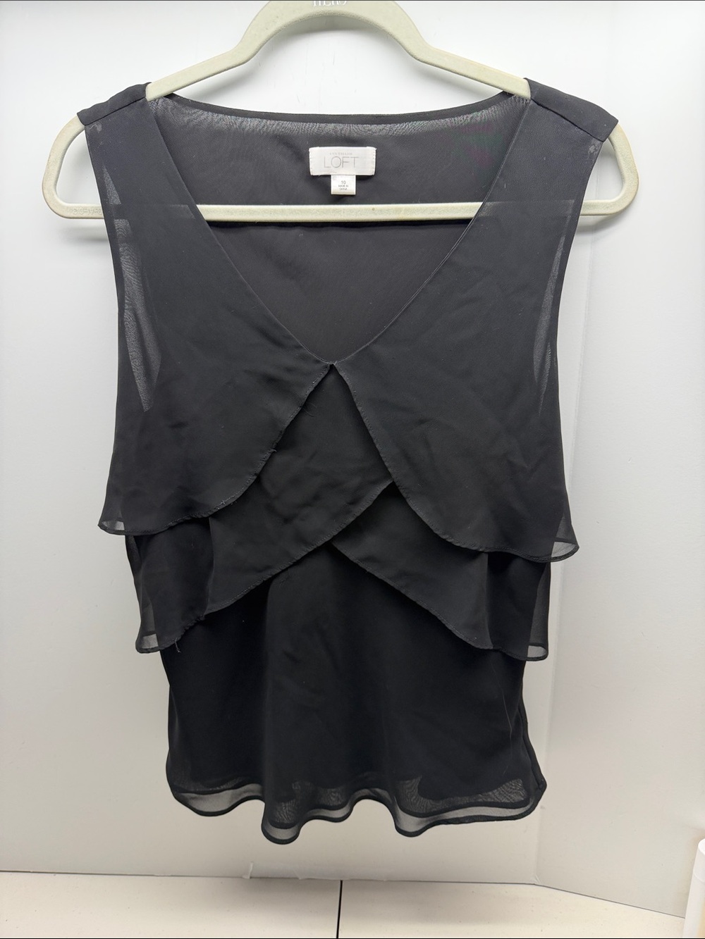 LOFT Black Layered Chiffon V-Neck Sleeveless Camisole